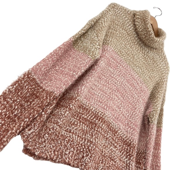 LC Lauren Conrad Sweater Womens XL Beige Pink Knit Turtleneck Slit Pullover - Picture 7 of 16